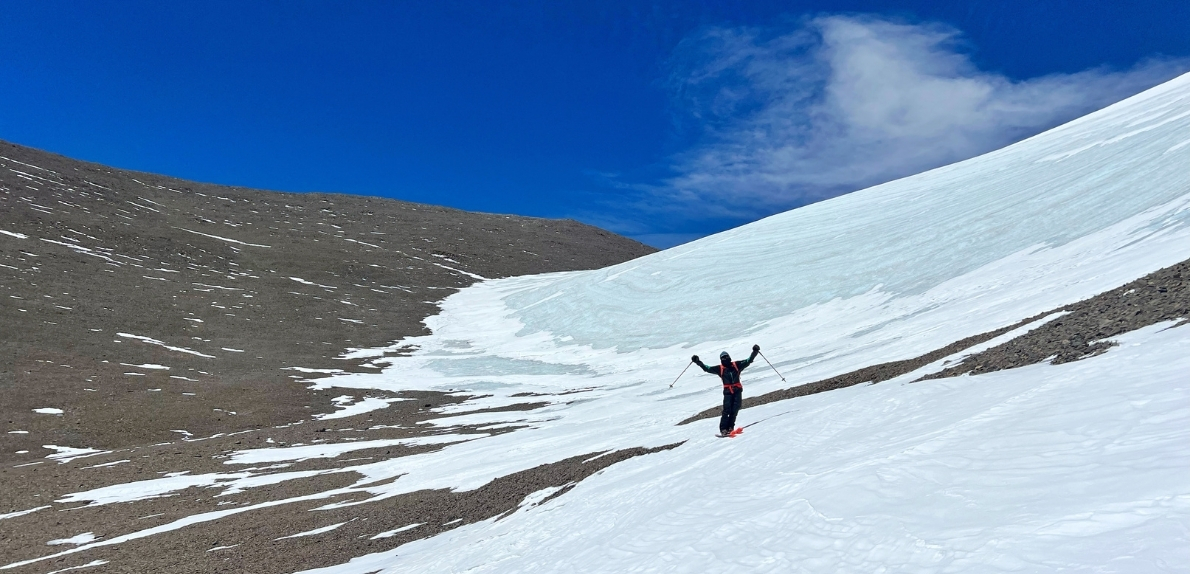 Aurel Lardy à ski sur l'Acconcagua